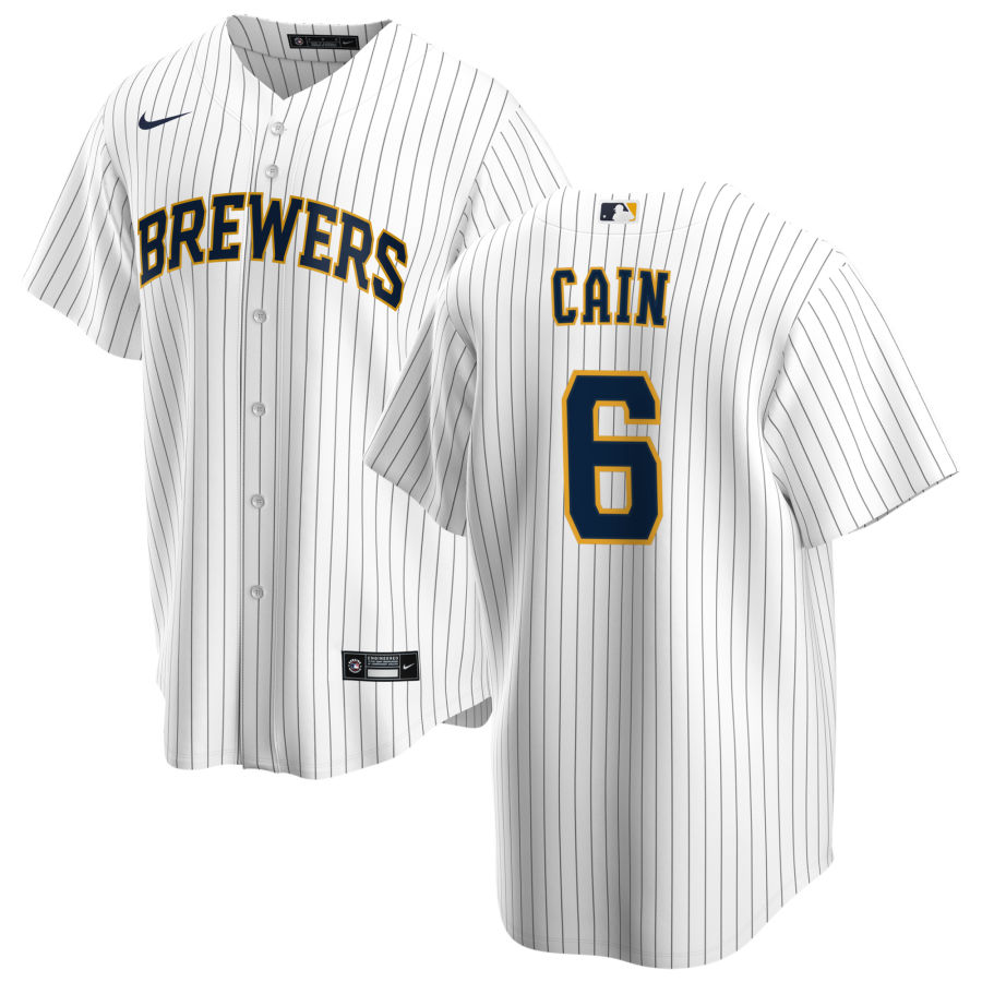 Nike Men #6 Lorenzo Cain Milwaukee Brewers Baseball Jerseys Sale-White